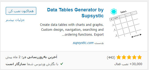 ساخت جدول در وردپرس با افزونه Data Tables