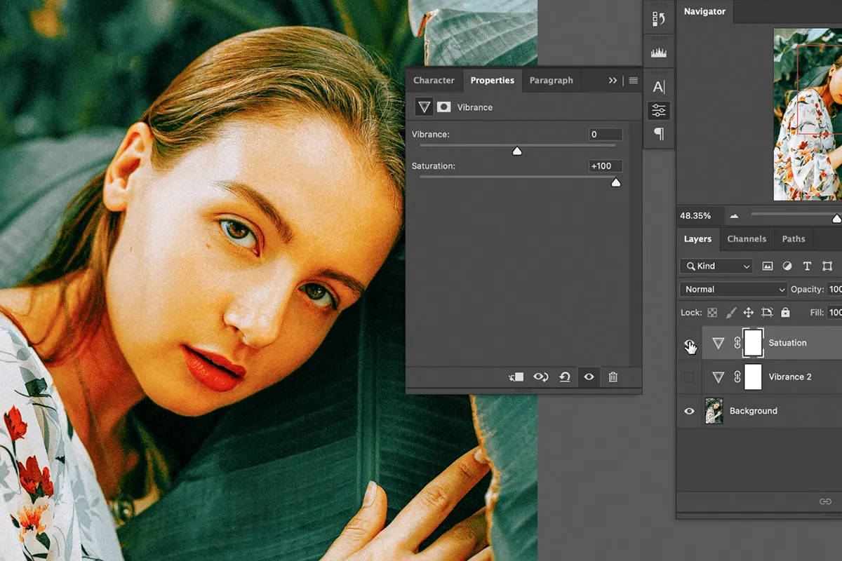 آموزش تنظیمات وایبرنس Vibrance  در فتوشاپ Photoshop