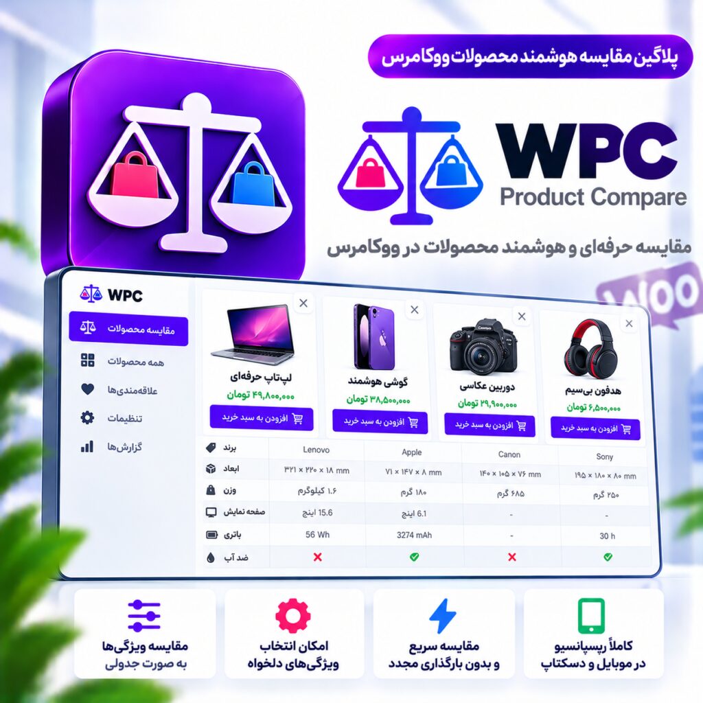 پلاگین مقایسه هوشمند محصولات ووکامرس | WPC