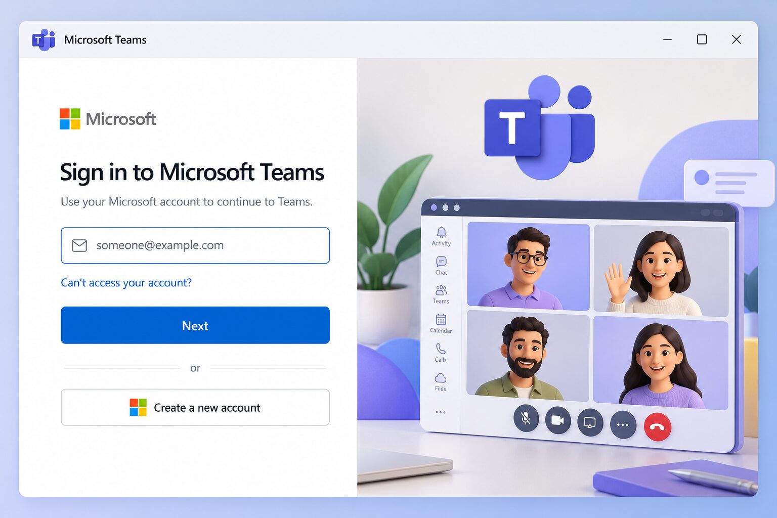 آموزش کامل استفاده از مایکروسافت تیمز 4 صفحه ورود به حساب Microsoft Teams و کادر وارد کردن ایمیل.