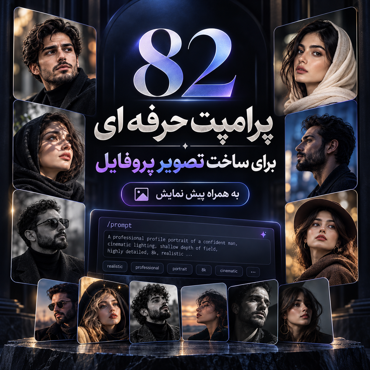 ۸۲ پرامپت حرفه ای برای ساخت تصویر پروفایل | به همراه پیش نمایش