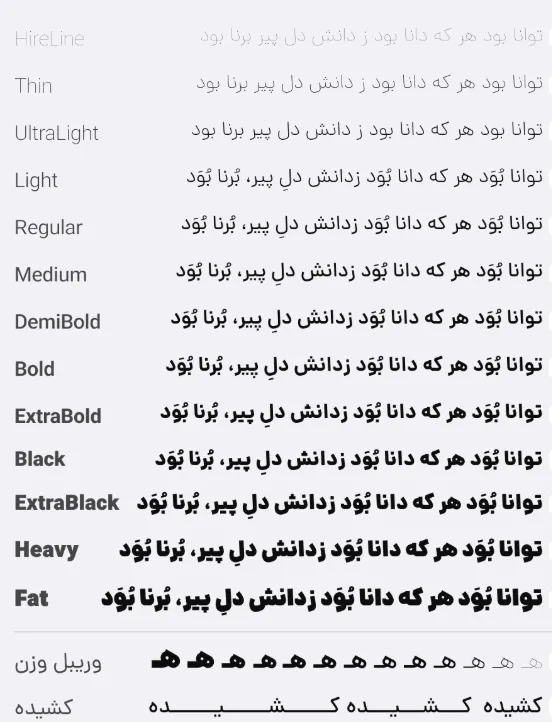 دانلود رایگان فونت دانا | وزن های فونت