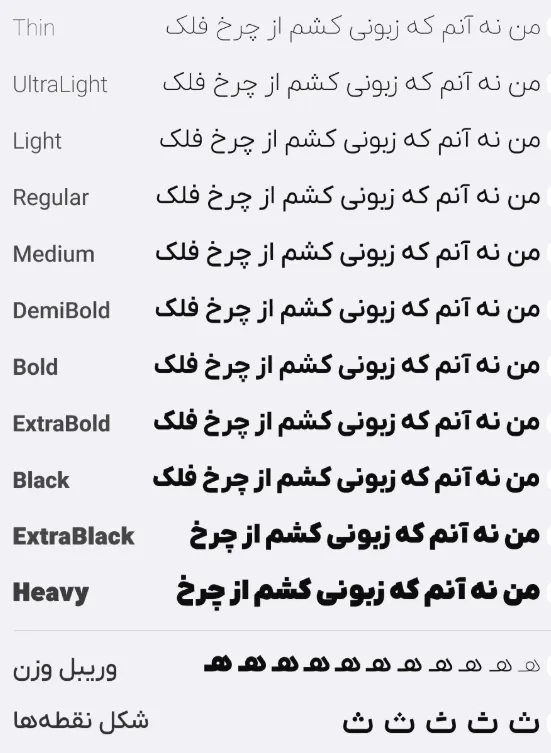 دانلود رایگان فونت ایران یکان | وزن ها